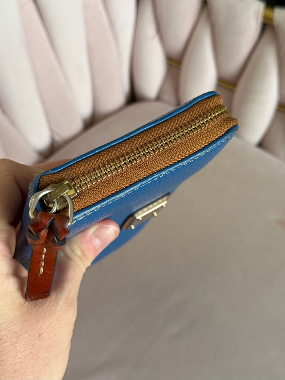 Dooney & Bourke Pebble Leather Zip Wallet in Blue - Picture 6 of 16